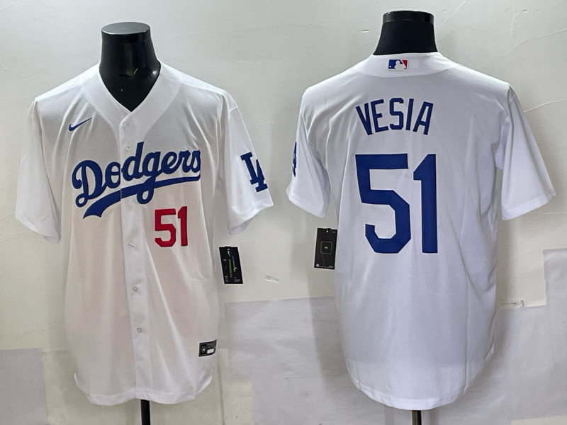 Men Los Angeles Dodgers #51 Vesia white Nike 2025 MLB jersey 001